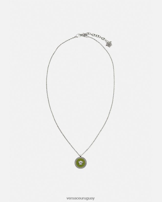 Versace collar con medusa esmaltada hombres verde accesorios H88R0H1683