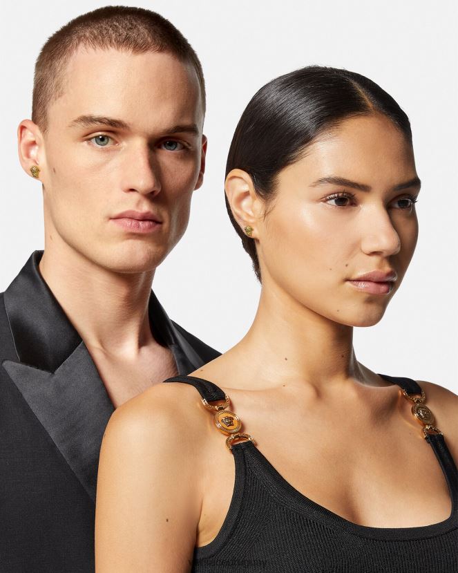 Versace pendientes de medusa hombres oro cálido accesorios H88R0H1689