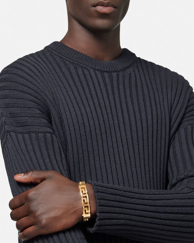 Versace pulsera de cadena con greca hombres oro accesorios H88R0H1685