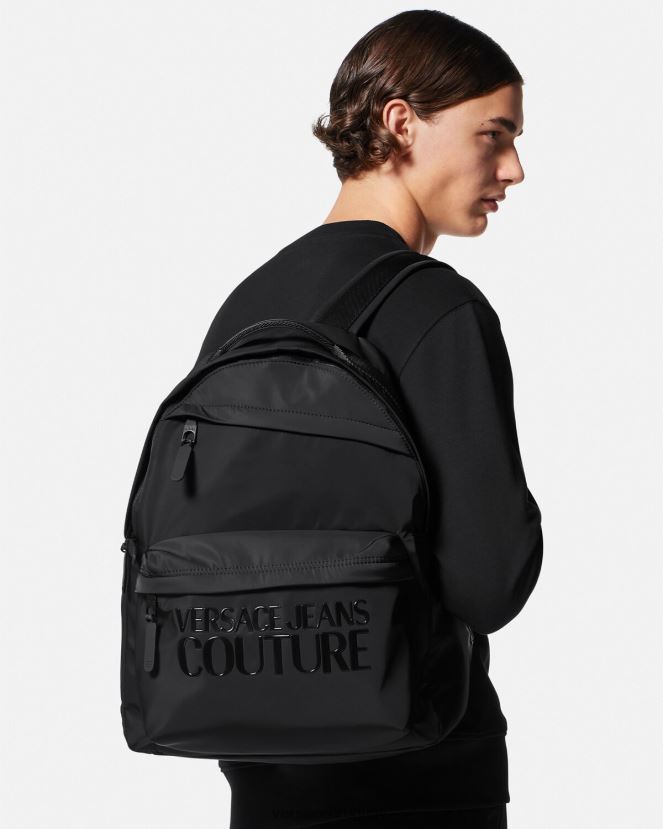 Versace mochila de alta costura con logo hombres negro accesorios H88R0H2490