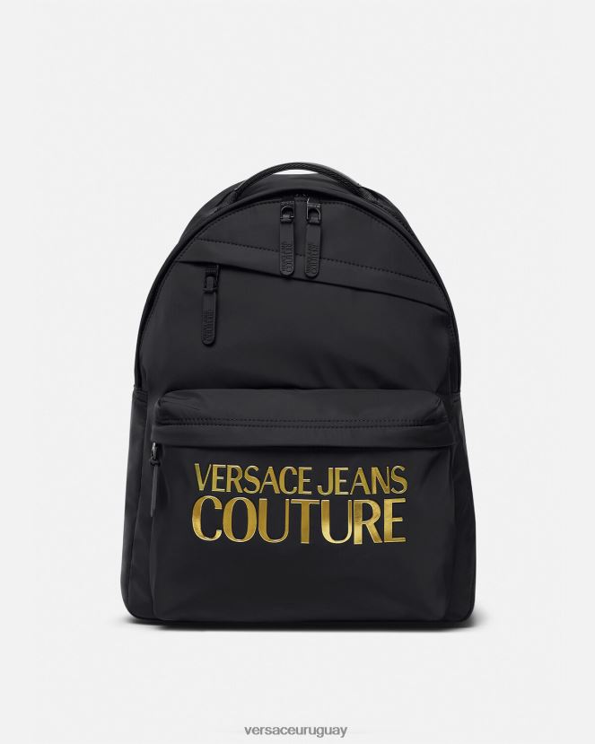 Versace mochila de alta costura con logo hombres oro negro accesorios H88R0H2492