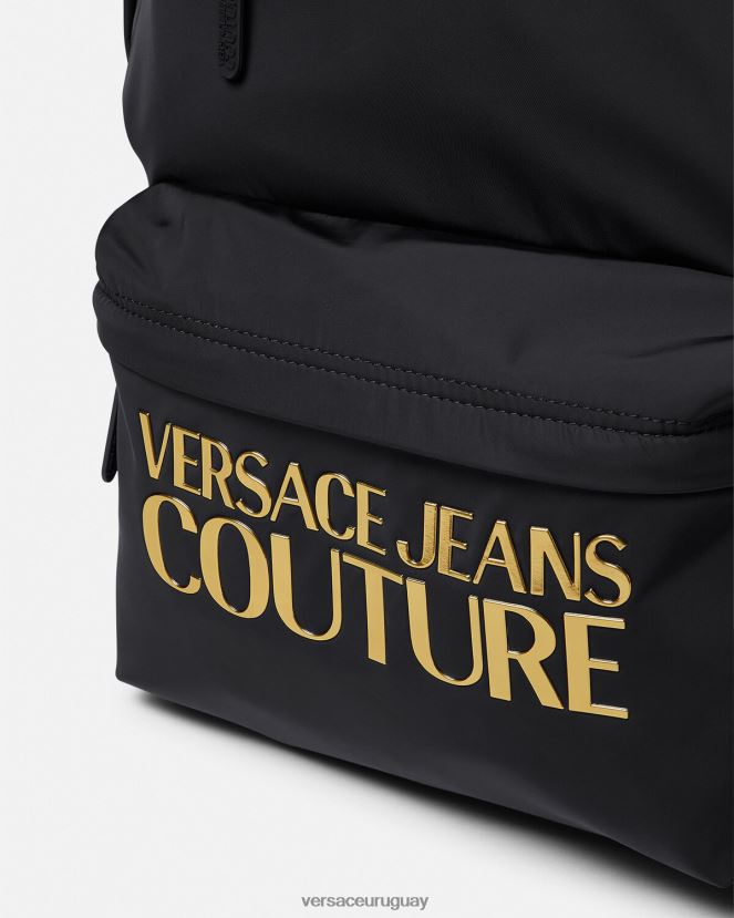 Versace mochila de alta costura con logo hombres oro negro accesorios H88R0H2492