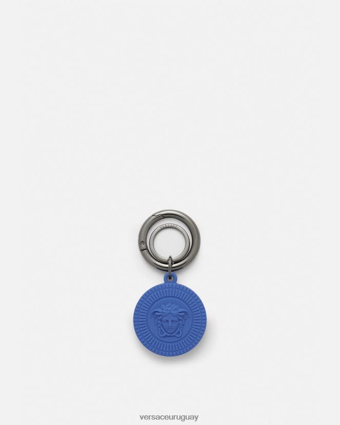 Versace llavero con etiqueta de aire de medusa biggie hombres azul accesorios H88R0H1654