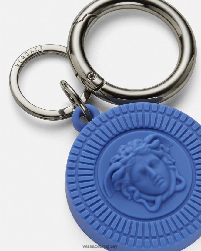 Versace llavero con etiqueta de aire de medusa biggie hombres azul accesorios H88R0H1654