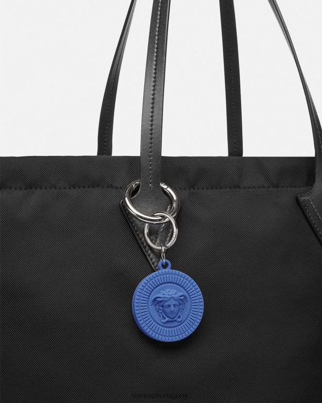 Versace llavero con etiqueta de aire de medusa biggie hombres azul accesorios H88R0H1654