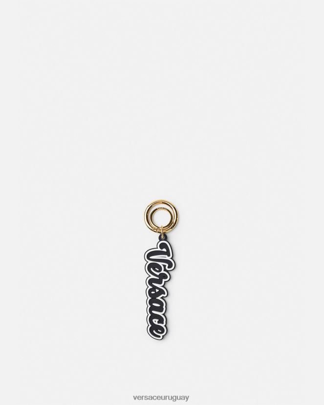 Versace llavero de silicona con logo universitario hombres negro accesorios H88R0H1665