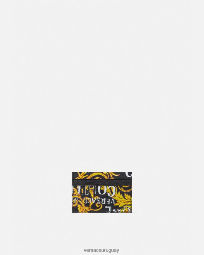 Versace tarjetero de alta costura con logo hombres oro negro accesorios H88R0H2515