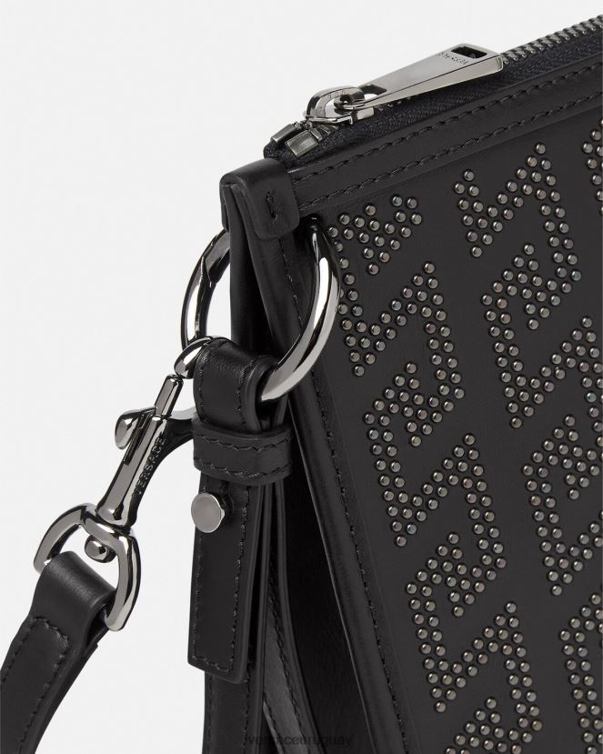 Versace bandolera con greca y tachuelas hombres negro bolsas H88R0H1475