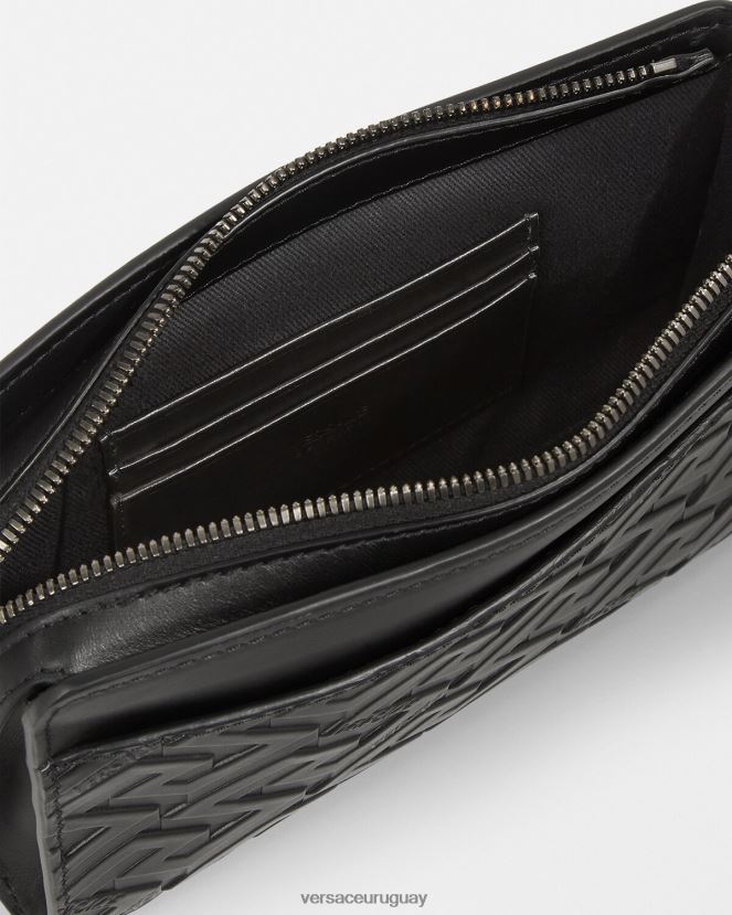 Versace bolso bandolera con firma la greca hombres negro bolsas H88R0H1481