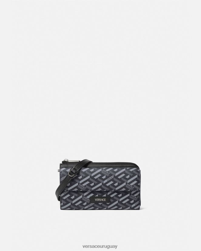 Versace bolso bandolera con firma la greca hombres negro y gris bolsas H88R0H1484