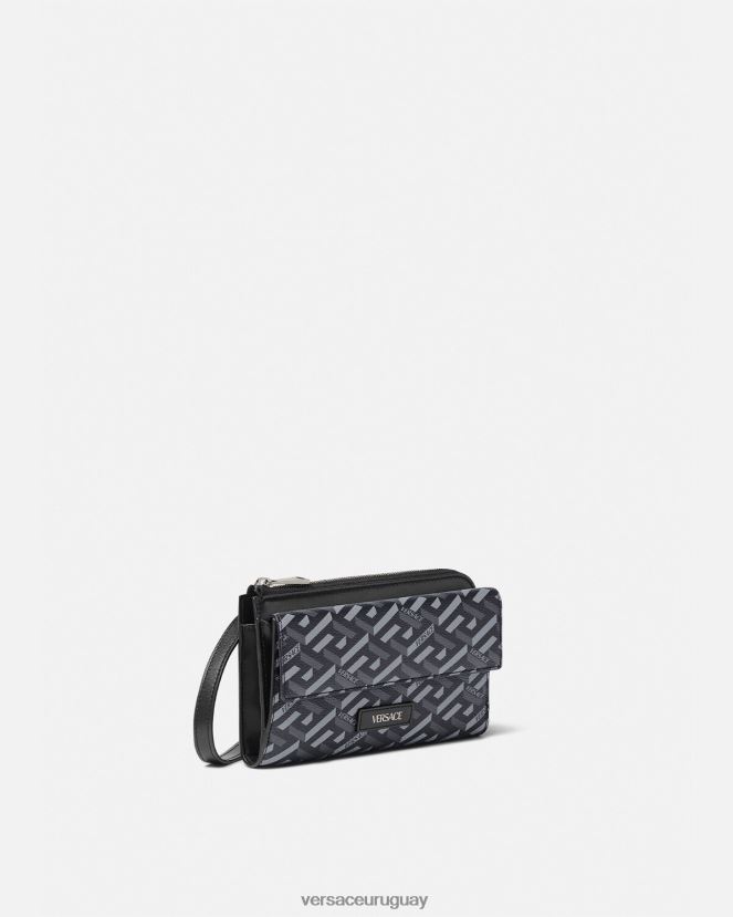 Versace bolso bandolera con firma la greca hombres negro y gris bolsas H88R0H1484