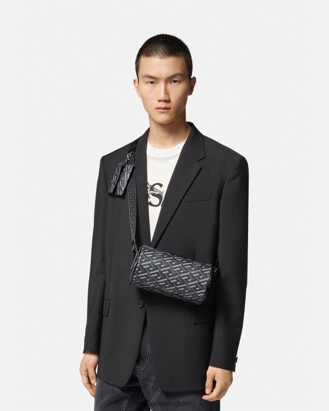 Versace bolso bandolera con firma la greca hombres negro y gris bolsas H88R0H1485
