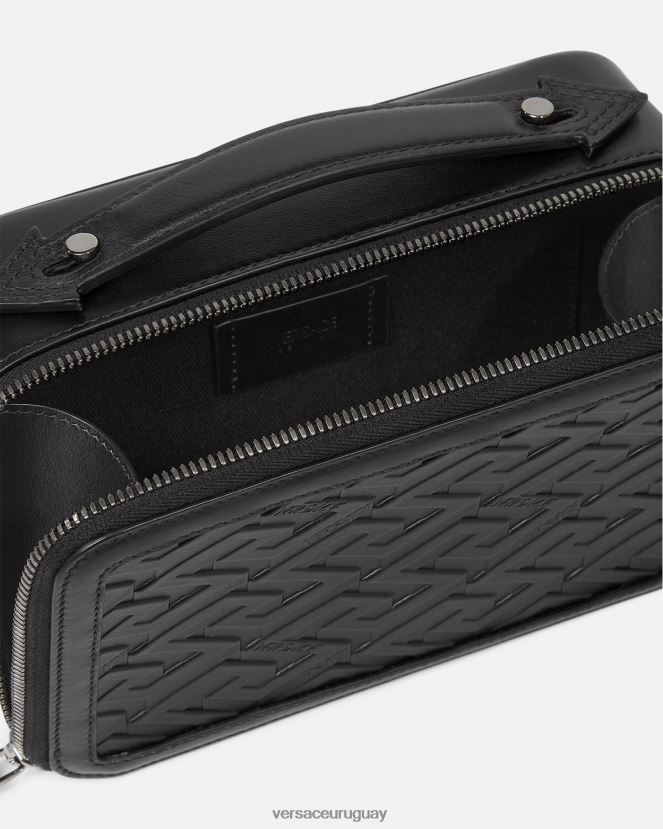 Versace bolso bandolera pequeño con firma la greca hombres negro bolsas H88R0H1479