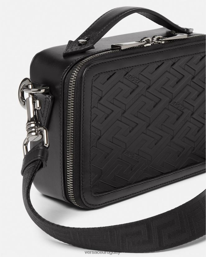 Versace bolso bandolera pequeño con firma la greca hombres negro bolsas H88R0H1479