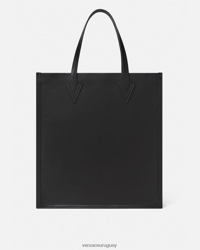 Versace bolso tote alto con greca y apliques hombres negro bolsas H88R0H1489