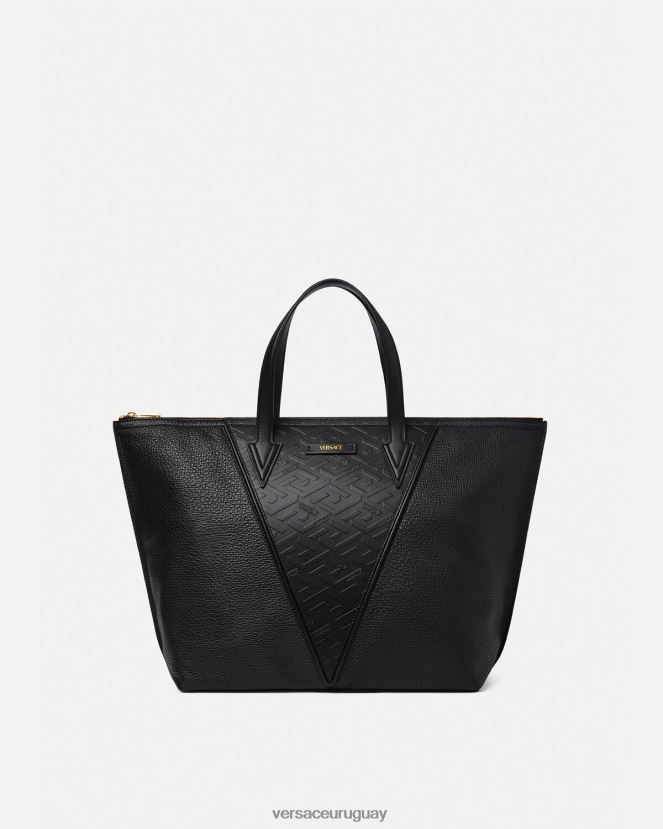 Versace bolso tote con firma V Greca hombres negro bolsas H88R0H1490