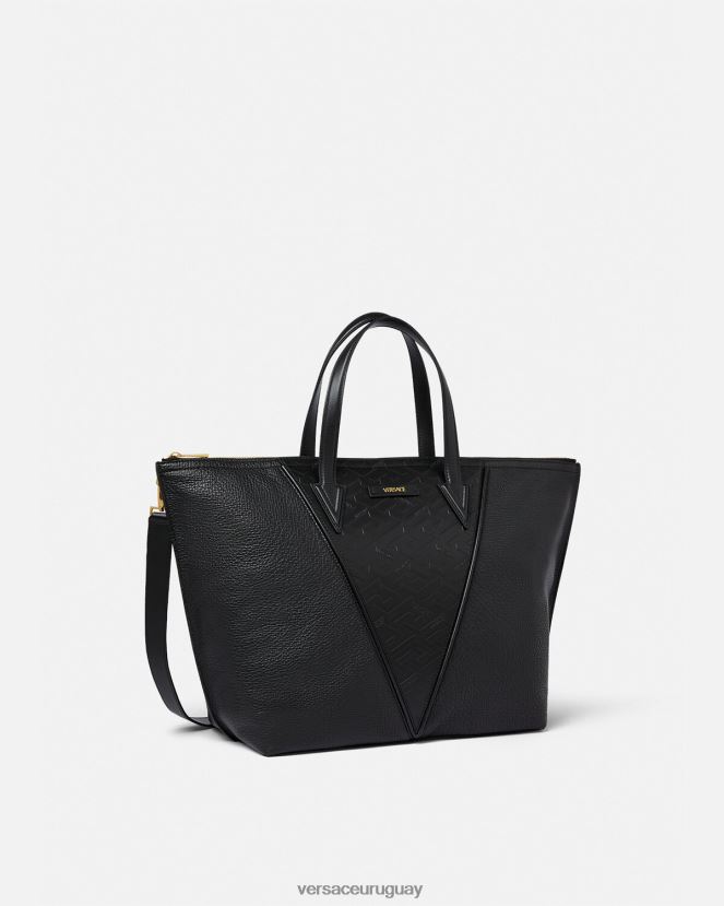 Versace bolso tote con firma V Greca hombres negro bolsas H88R0H1490