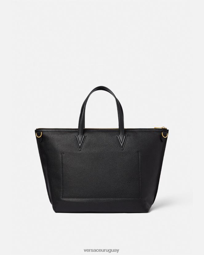 Versace bolso tote con firma V Greca hombres negro bolsas H88R0H1490