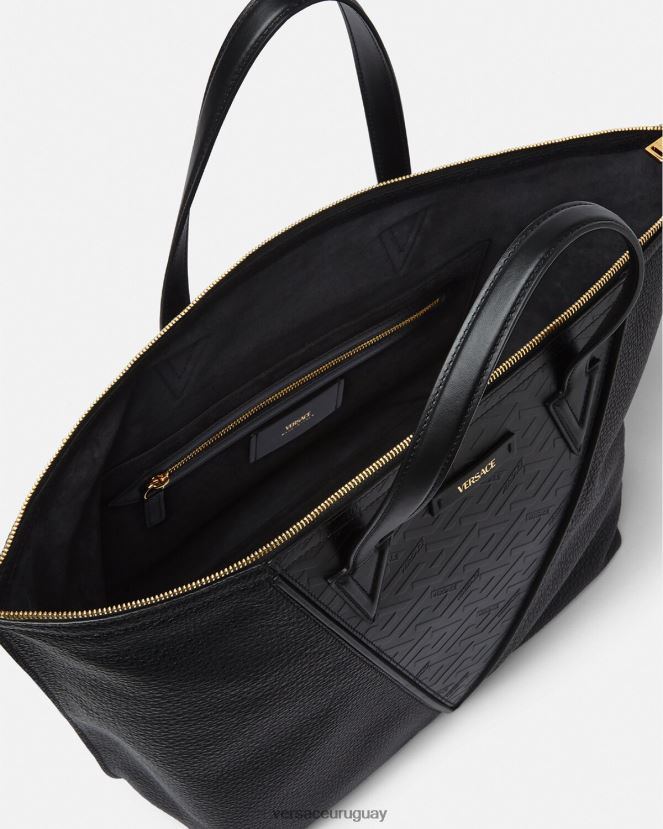 Versace bolso tote con firma V Greca hombres negro bolsas H88R0H1490