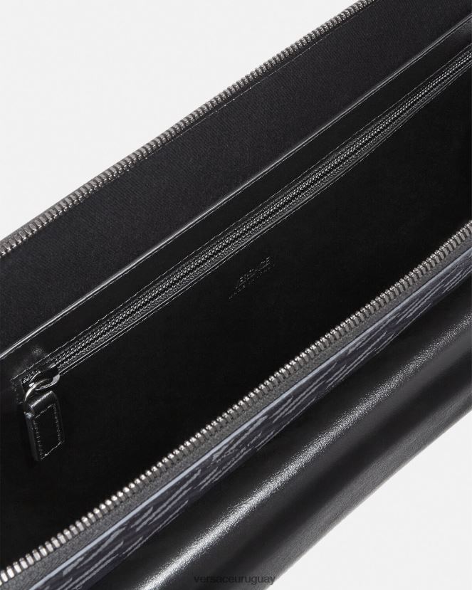 Versace funda para portátil con firma la greca hombres negro y gris bolsas H88R0H1483