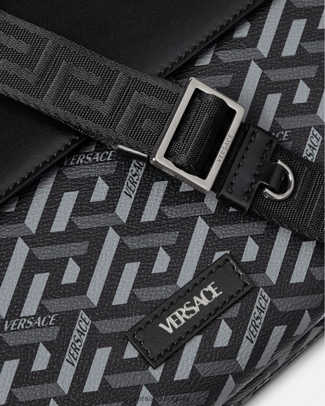 Versace funda para portátil con firma la greca hombres negro y gris bolsas H88R0H1483