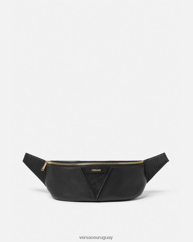 Versace riñonera con logo V Greca hombres negro bolsas H88R0H1491
