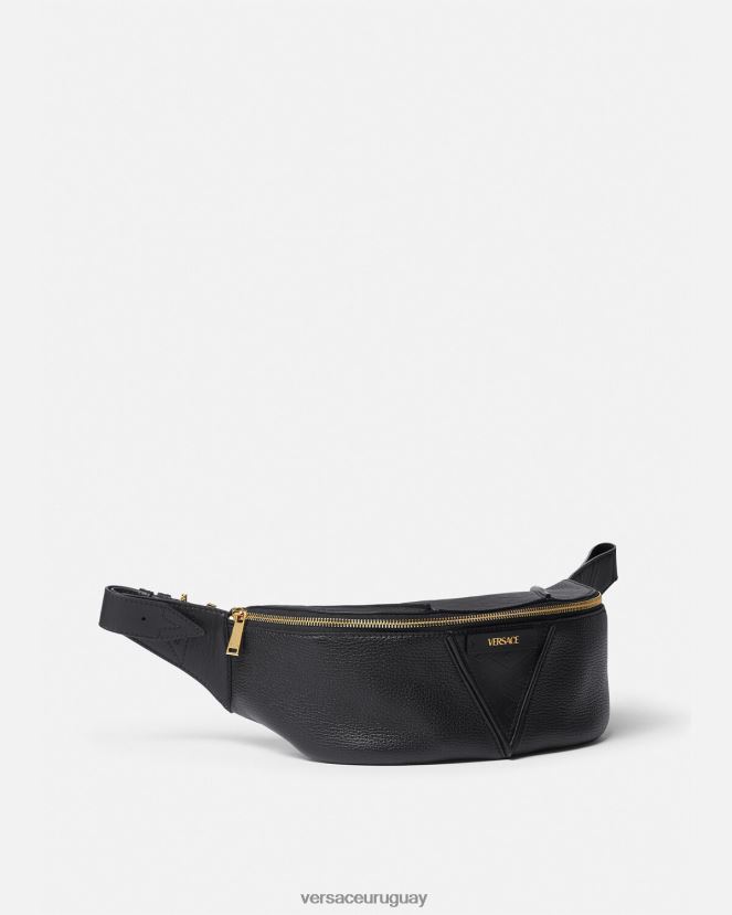 Versace riñonera con logo V Greca hombres negro bolsas H88R0H1491