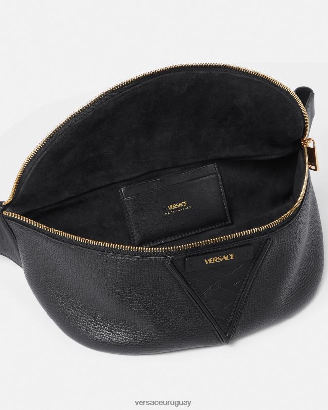 Versace riñonera con logo V Greca hombres negro bolsas H88R0H1491