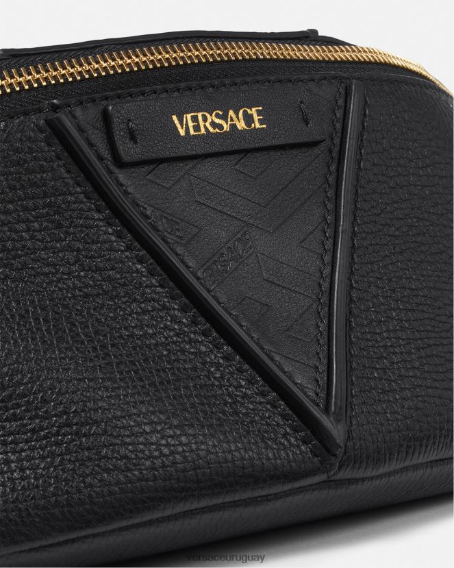 Versace riñonera con logo V Greca hombres negro bolsas H88R0H1491