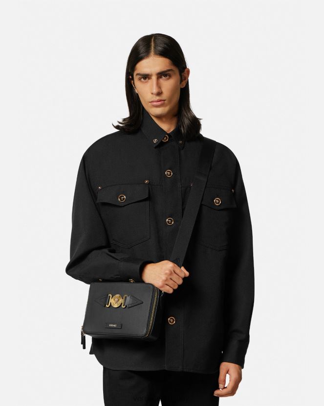 Versace bolso messenger con medusa biggie hombres negro bolsas H88R0H1468