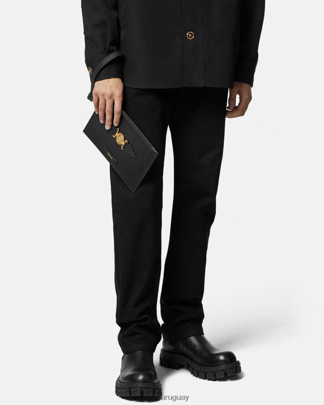 Versace bolso shopper pequeño con medusa biggie hombres negro bolsas H88R0H1463