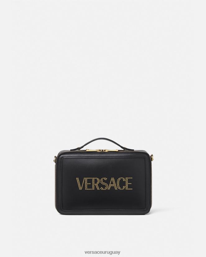 Versace bolso messenger con logo y tachuelas hombres negro bolsas H88R0H1502