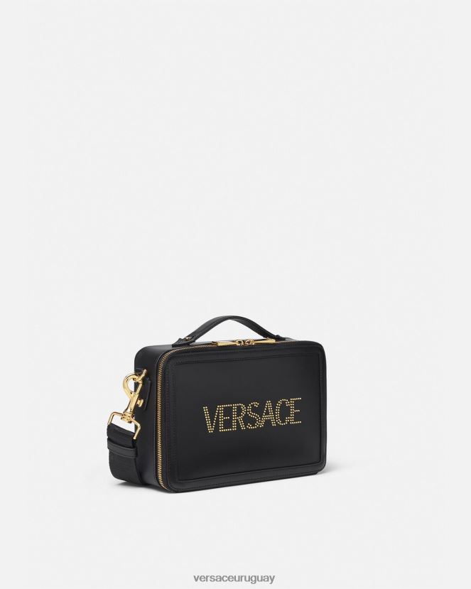 Versace bolso messenger con logo y tachuelas hombres negro bolsas H88R0H1502