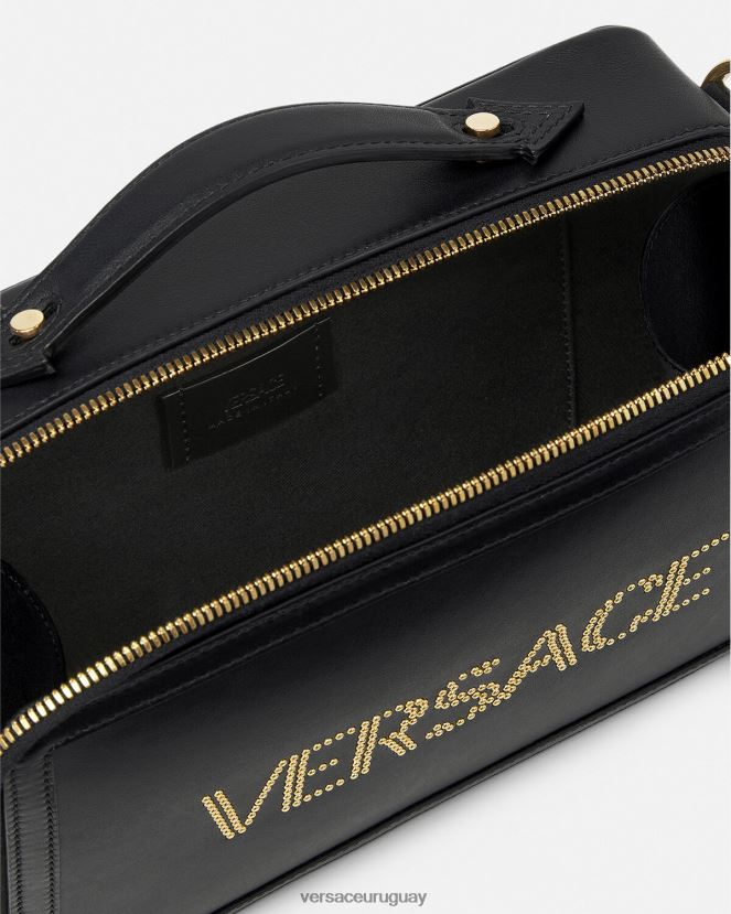 Versace bolso messenger con logo y tachuelas hombres negro bolsas H88R0H1502