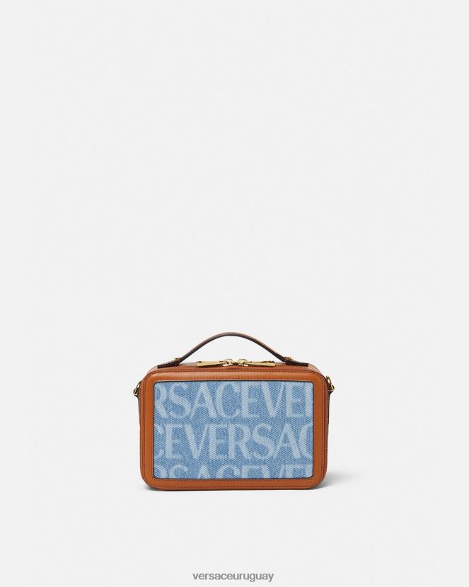 Versace bolso tipo mensajero pequeño por toda la prenda hombres azul bolsas H88R0H1494