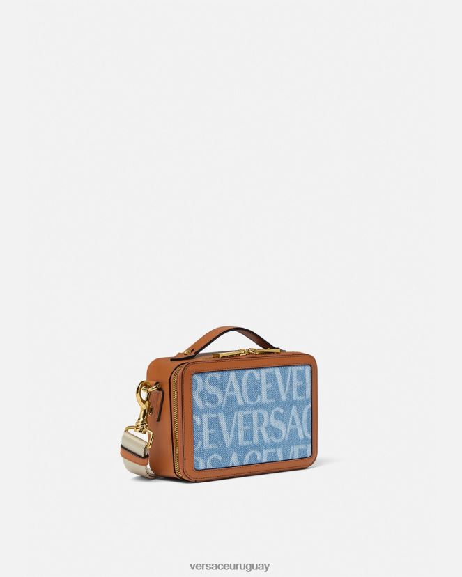 Versace bolso tipo mensajero pequeño por toda la prenda hombres azul bolsas H88R0H1494