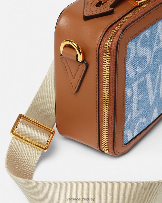 Versace bolso tipo mensajero pequeño por toda la prenda hombres azul bolsas H88R0H1494