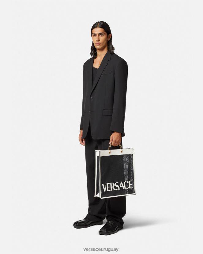 Versace bolso de mano comprador hombres blanco negro bolsas H88R0H1508