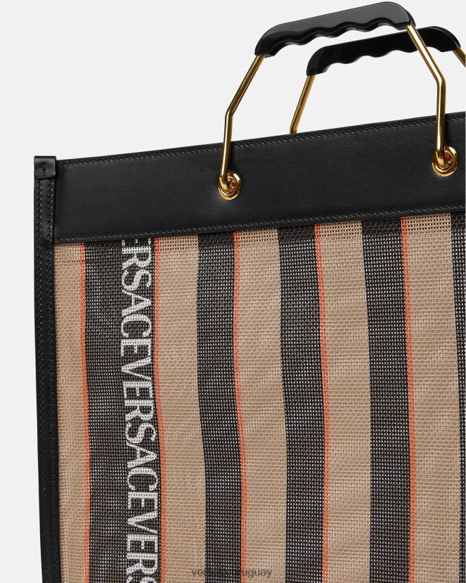 Versace bolso shopper a rayas hombres negro y beige bolsas H88R0H1510