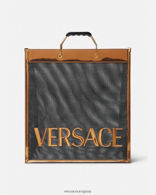 Versace bolso shopper alto hombres negro y caramelo bolsas H88R0H1509
