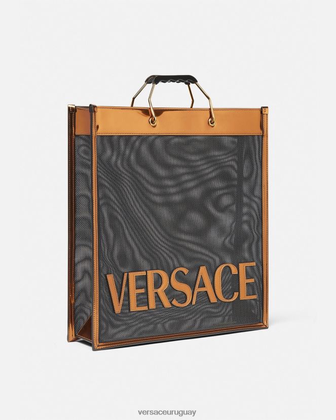 Versace bolso shopper alto hombres negro y caramelo bolsas H88R0H1509