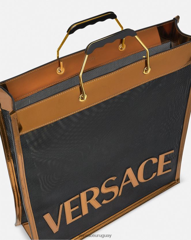 Versace bolso shopper alto hombres negro y caramelo bolsas H88R0H1509