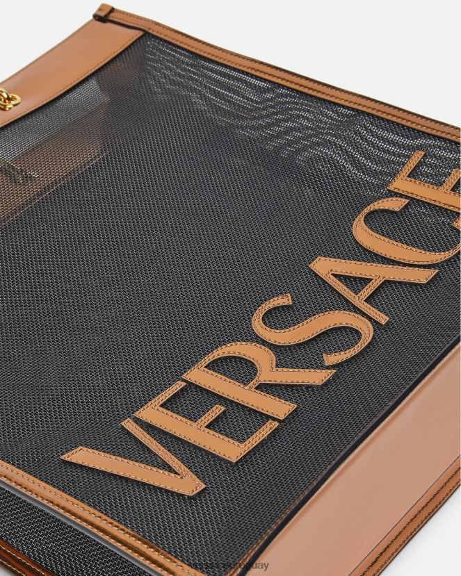 Versace bolso shopper alto hombres negro y caramelo bolsas H88R0H1509