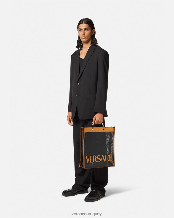 Versace bolso shopper alto hombres negro y caramelo bolsas H88R0H1509