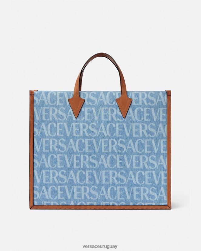 Versace bolso tote de mezclilla en toda su extensión hombres azul bolsas H88R0H1505