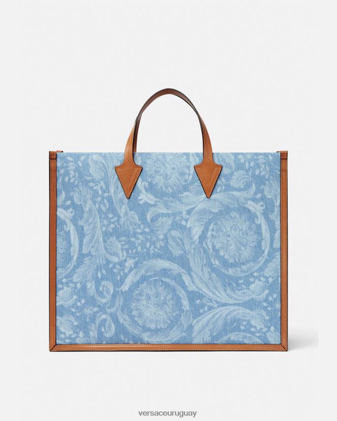 Versace bolso tote de mezclilla en toda su extensión hombres azul bolsas H88R0H1505