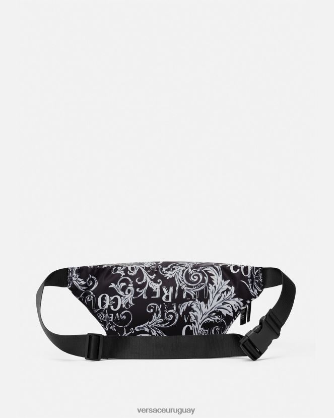 Versace riñonera de alta costura con logo hombres negro y gris bolsas H88R0H2494