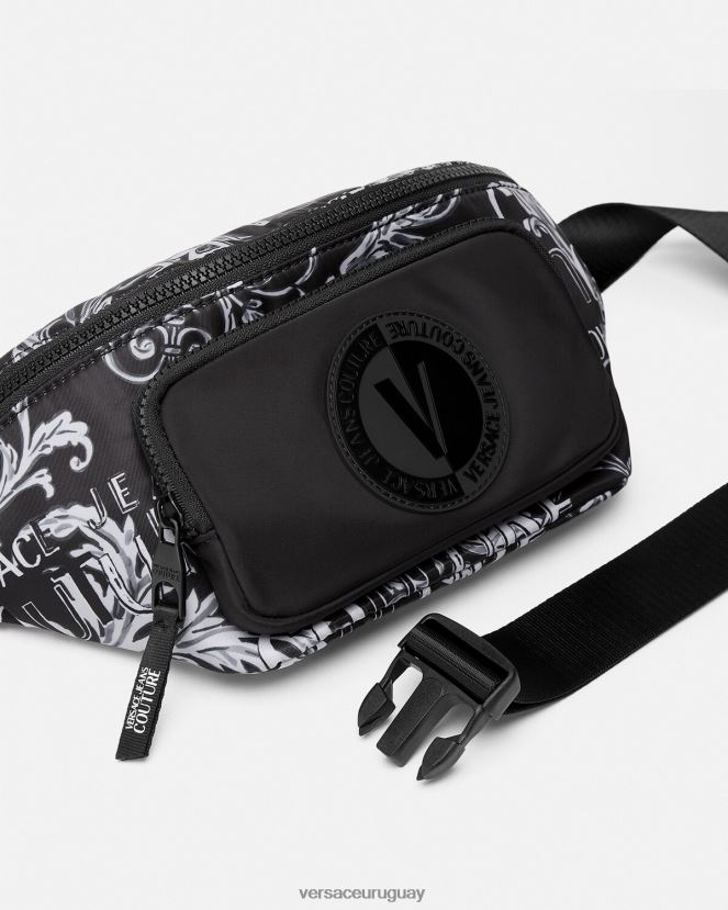 Versace riñonera de alta costura con logo hombres negro y gris bolsas H88R0H2494