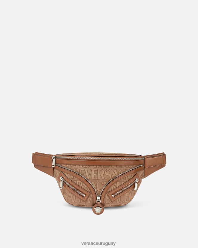 Versace riñonera estilo hobo con repetición en toda la prenda hombres marrón bolsas H88R0H1503