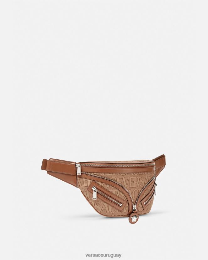 Versace riñonera estilo hobo con repetición en toda la prenda hombres marrón bolsas H88R0H1503